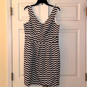 Dress, black and white chevron pattern